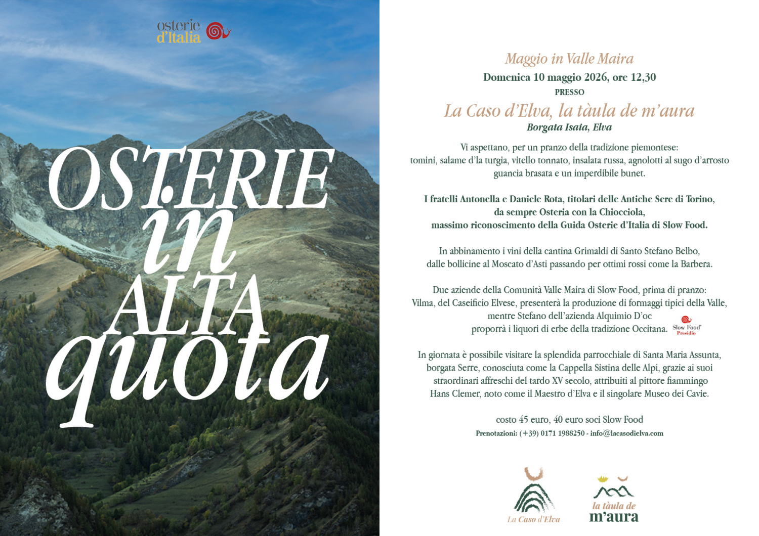 Maggio in Valle Maira – Osterie in Alta Quota – La Caso d'Elva